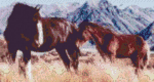 Clydesdale Mother & Foal Six [6] Baseplate PixelHobby Mini-mosaic Art Kits